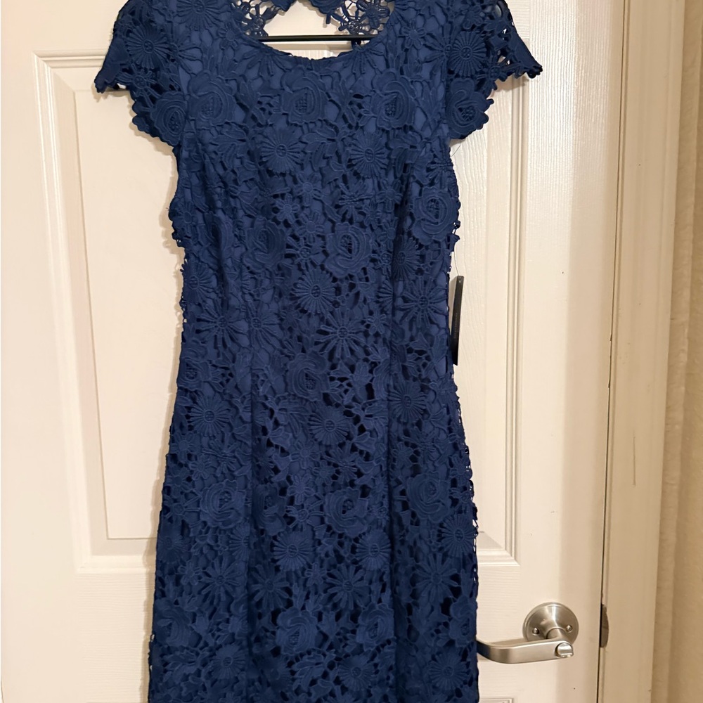Lulu's Navy Floral Lace Mini Dress